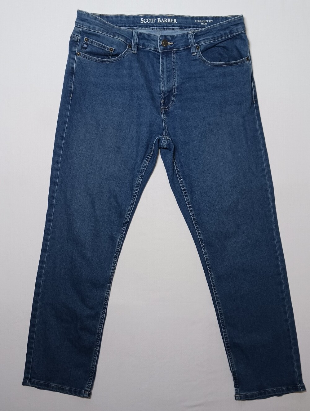 Scott Barber Mens Straight Fit Jeans 34X30 Dark Wash Stretch Denim